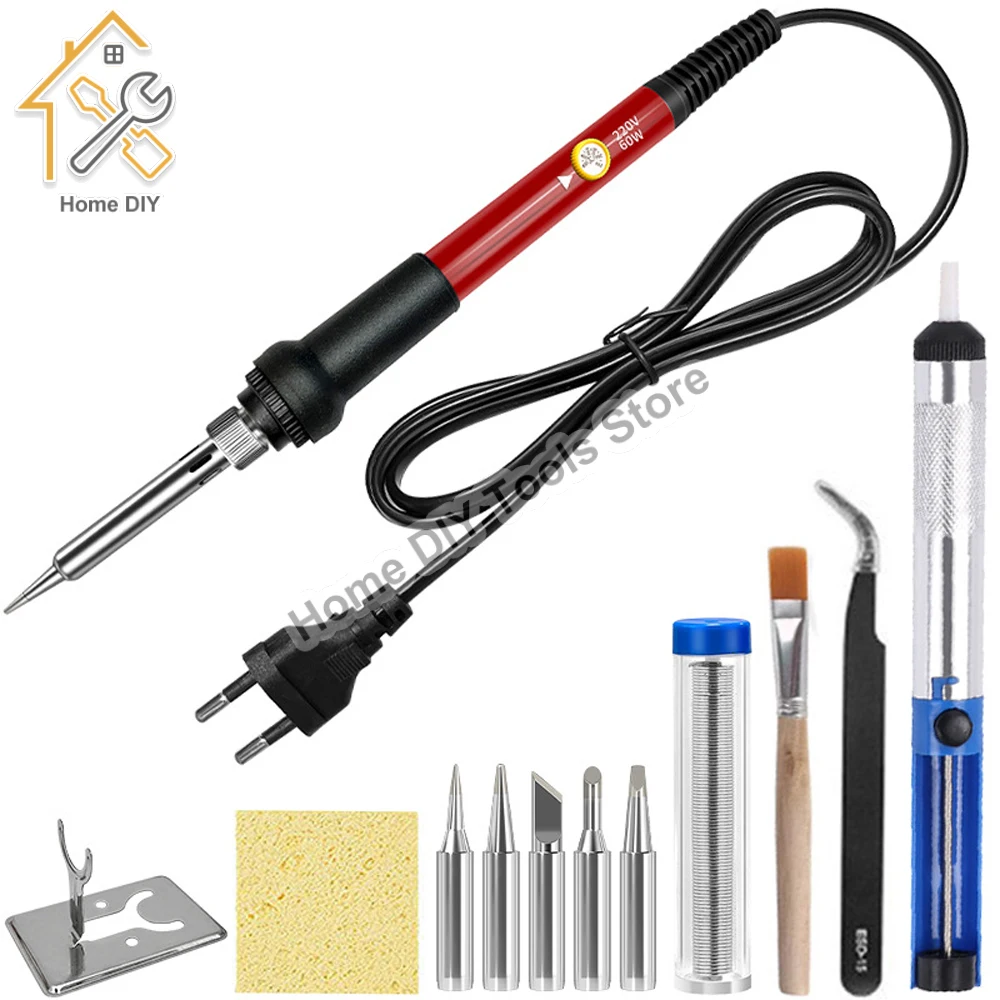 

60W Adjustable Temperature Electric Soldering Iron 220V 110V Welding Solder Rework Station Heat Pencil Tips Repair Tool Kit