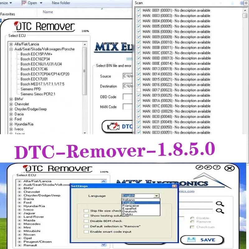 

Newest DTC Remover 1.8.5.0 For KESS KTAG FGTECH OBD2 Software With Keygen +9 Extra ECU Tuning Full Unlimited Software for Windo