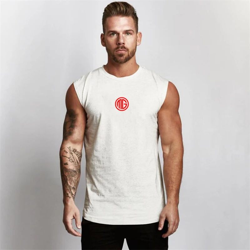 

New Brand Mens Running Workout Sporting Sleeveless O-Neck Vest Fashion Casual Tank Top Training Gym Breathable Fitness Singlet