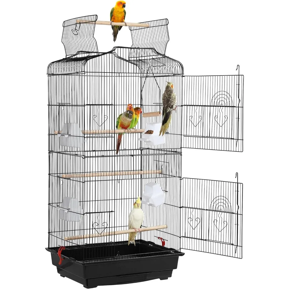 

41-inch Open Top Medium Bird Cages for Parakeets Finches Canaries Lovebirds Small Quaker Parrots Cockatiels Budgie Green Cheek