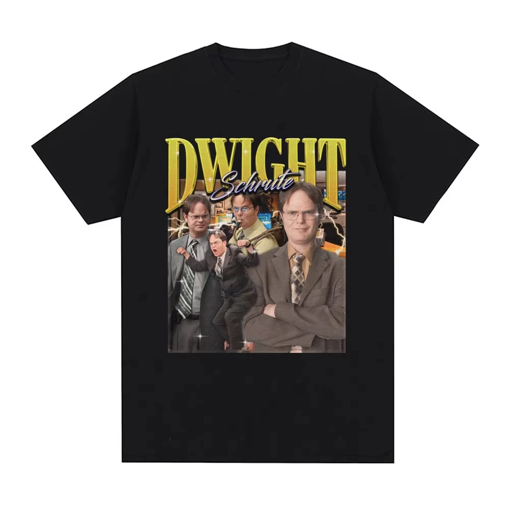 Dwight Schrute Michael Scott Homage T-shirt Tv Series Cotton Tee Casual Short Sleeve Oversized Streetwear Men Women Clothing Top