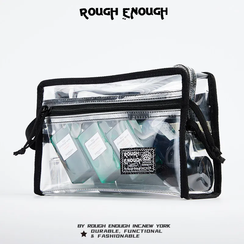 RGH Waterproof PVC Travel Toiletry Bag, Large Capacity Transparent Simple Cosmetic Pouch Dry‑Wet Separation for Business Trip