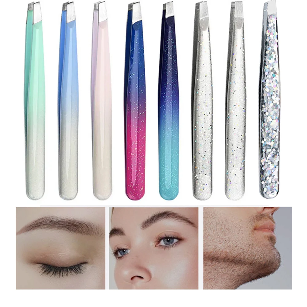 2er-Pack Pinzetten für Augenbrauen und Gesichtshaare, Professionelles Präzisions-Augenbrauen-Pinzetten-Set aus Edelstahl – Detail 3
