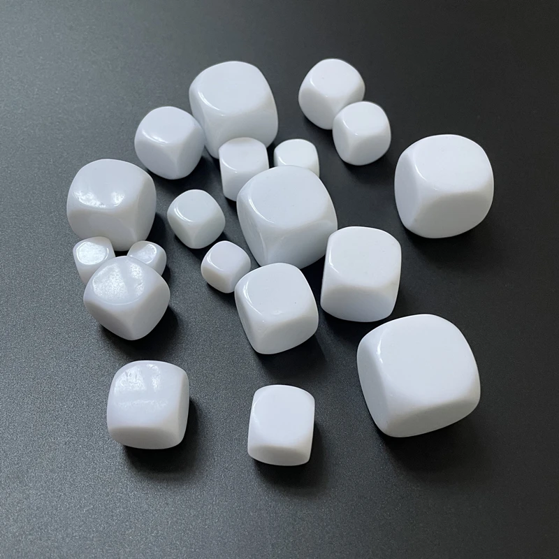 10pcs White 10/12/14/16/18/20/22/25/30mm Dice Acrylic Rounded Corner D6 Blank RPG Dice Can Write DIY Carving Dice