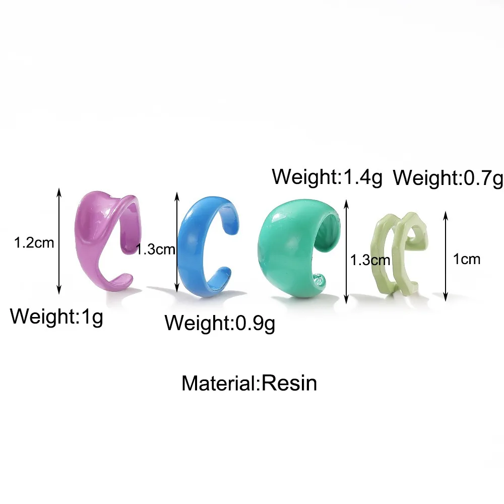 4pcs Set Personality Simple Fold Wear Colored Baking Varnish No Ear Holes Fake Piercing Clip Earrings for Women Jewelry Gifts - view 5