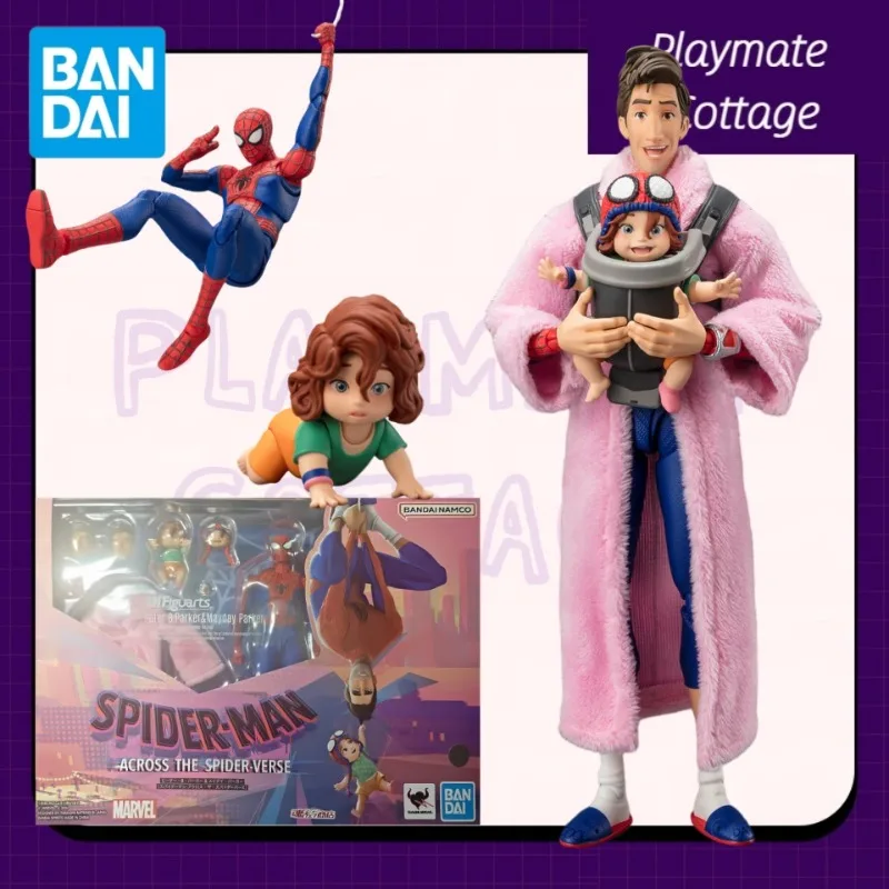 

In-Stock BANDAI Genuine SHF SPIDERMAN ACROSS THE SPIDER-VERSE Anime Figure Peter B Parker&Mayday Parker Finished Goods Model Toy