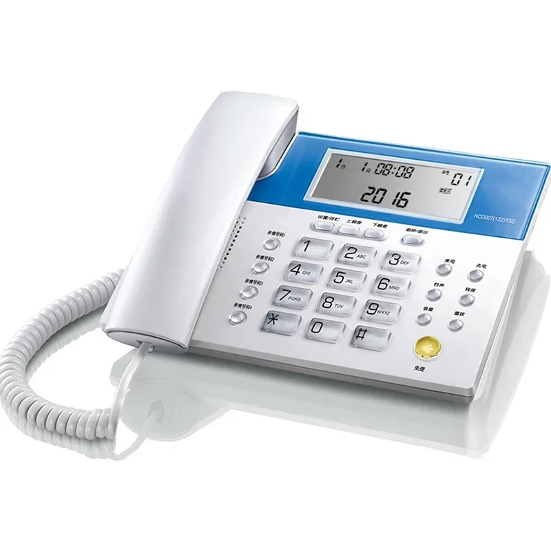 Corded Telephone, Wired Landline Phone with Large LCD Screen, 8 Ringtones, Speakerphone, for Office, Home, White, Gray Blue