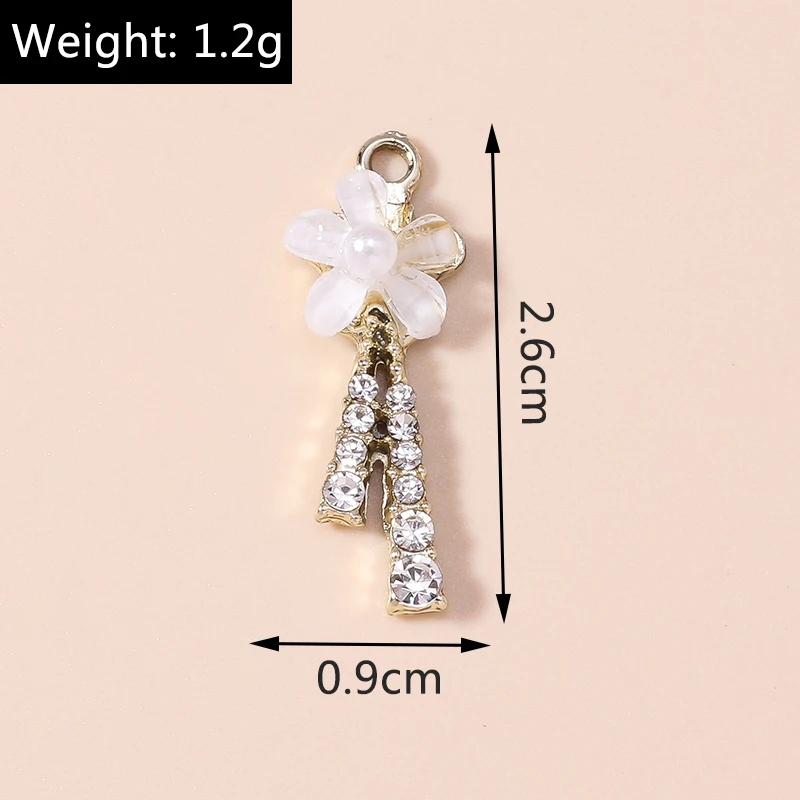 10 Stück niedliche Kristall-Legierungs-Blumenanhänger für die Schmuckherstellung, Tropfenohrringe, Halsketten, Armbänder, DIY-Bastelzubehör – Detail 8