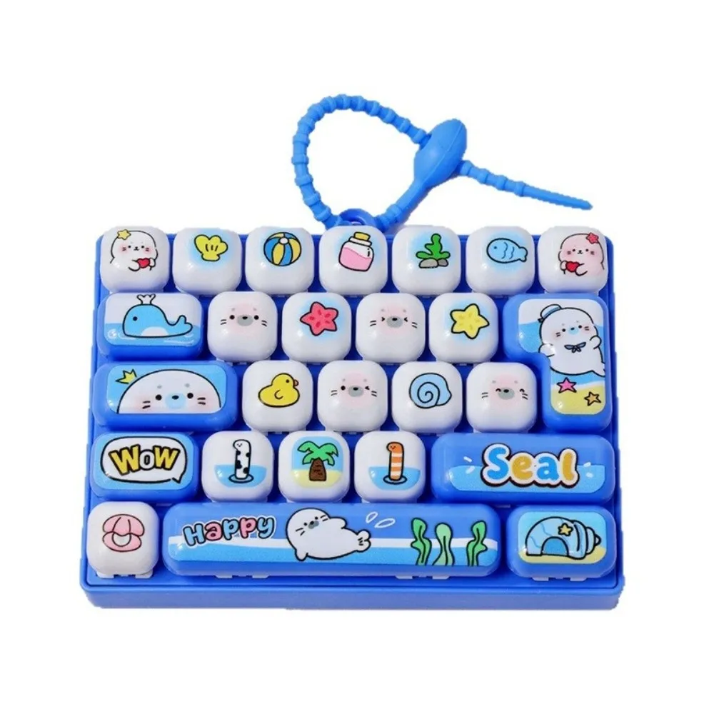 Cartoon 26 Keys Keyboard Keychain Animals Clicker Sound Fingertip Button Keyring Relaxed Creative Keyboard Clicker Keychain