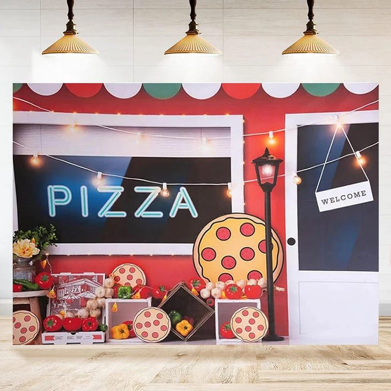 Fast Food Restaurants Pizza Shop Photography Backdrop Birthday Party Background Kids Cooking Decor Banner