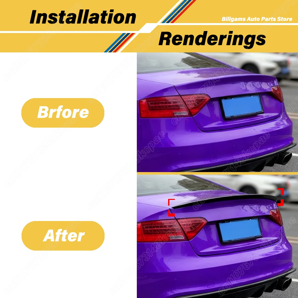 For Audi A5 (B8) Sportback 2009 2010 2011 2012 2013 2014 2015 2016 Automotive Rear Middle Spoiler Board Decoration Accessories - view 2