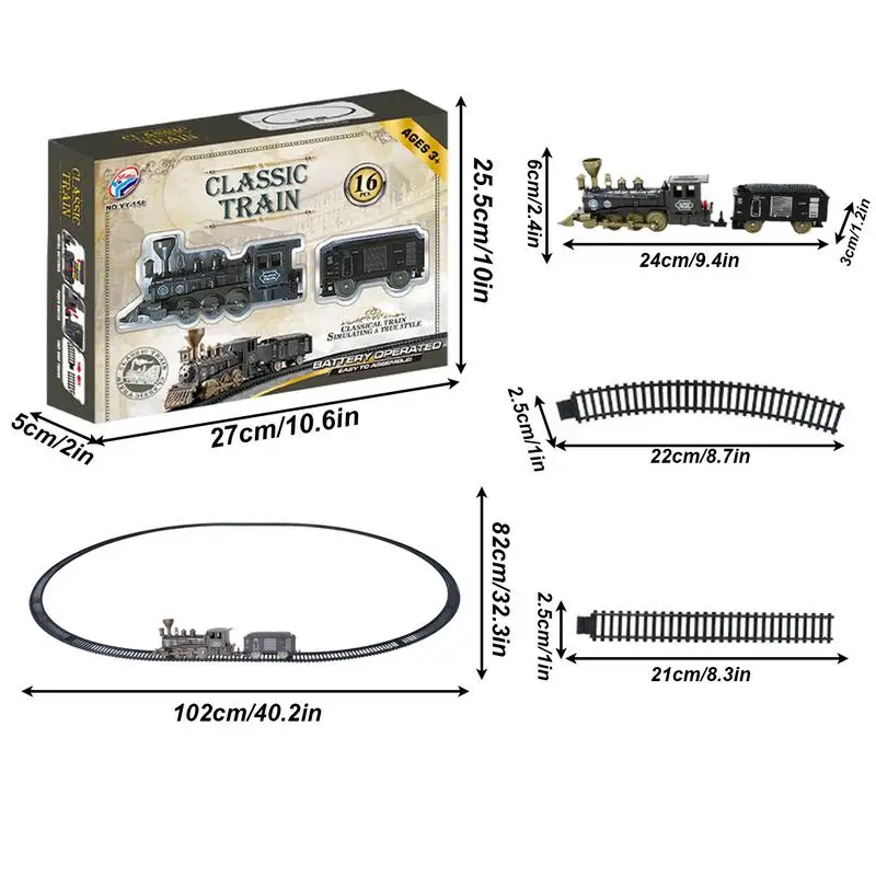 Electric Simulation Train Track Toy Retro Train Model Electric Train Rail Car Building Blocks Toys For Kids Railway Railroad Toy