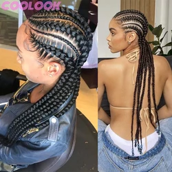 360 Full Lace Box Gevlochten Pruiken voor Zwarte Vrouwen Cornrow Gevlochten Synthetische Pruik met Babyhaar 36 Inch Lange Vlecht Kant Frontale Pruiken