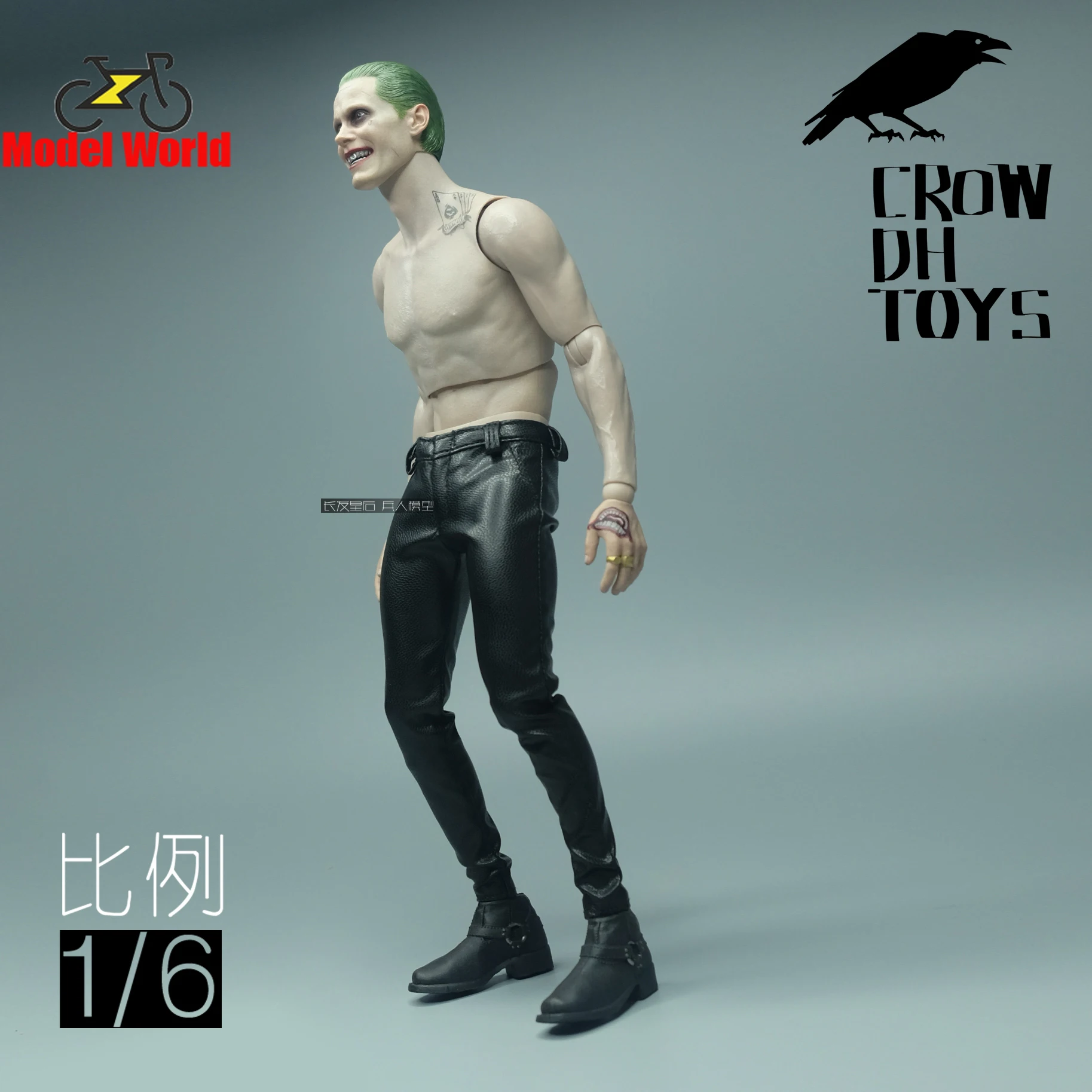 

CROW DH TOYS 1/6 Scale male clothes black leather tight pants Has elasticity fit 12 inches Action figure body model