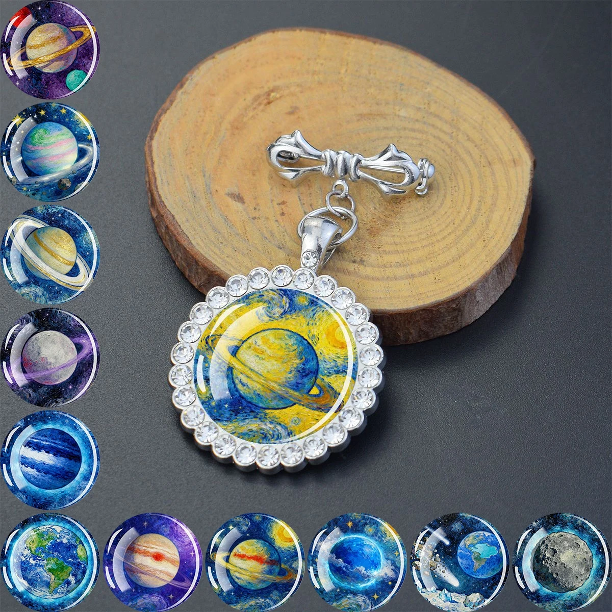 1PC Star Patterned Circular Glass Brooch with Synthetic Cubic Zirconia Trim, Ideal for Holiday Parties and Birthday Gifts