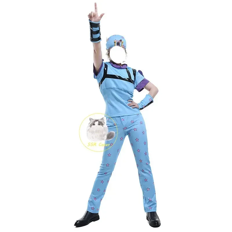 조니 조스타 조조의 기묘한 모험 코스프레 의상 애니메이션 스틸 볼 런 유니폼 모자 할로윈 슈트 성인용;8,k'5;h.