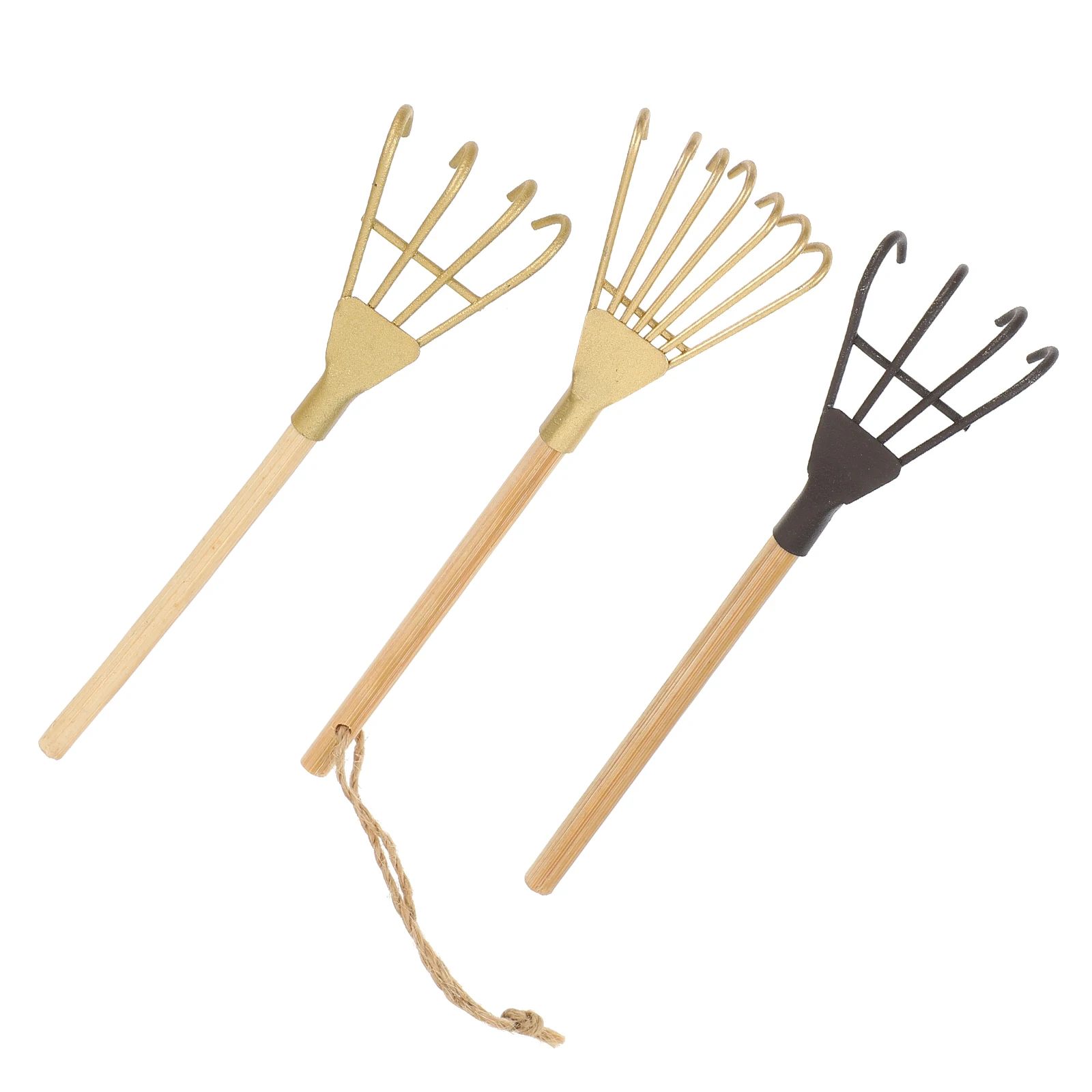 

3 Pcs Iron Steak Decorations Retro Garden Tools Small Rake Photo Props Vintage Home Decor Sand Toys Weeding Metal Accessories