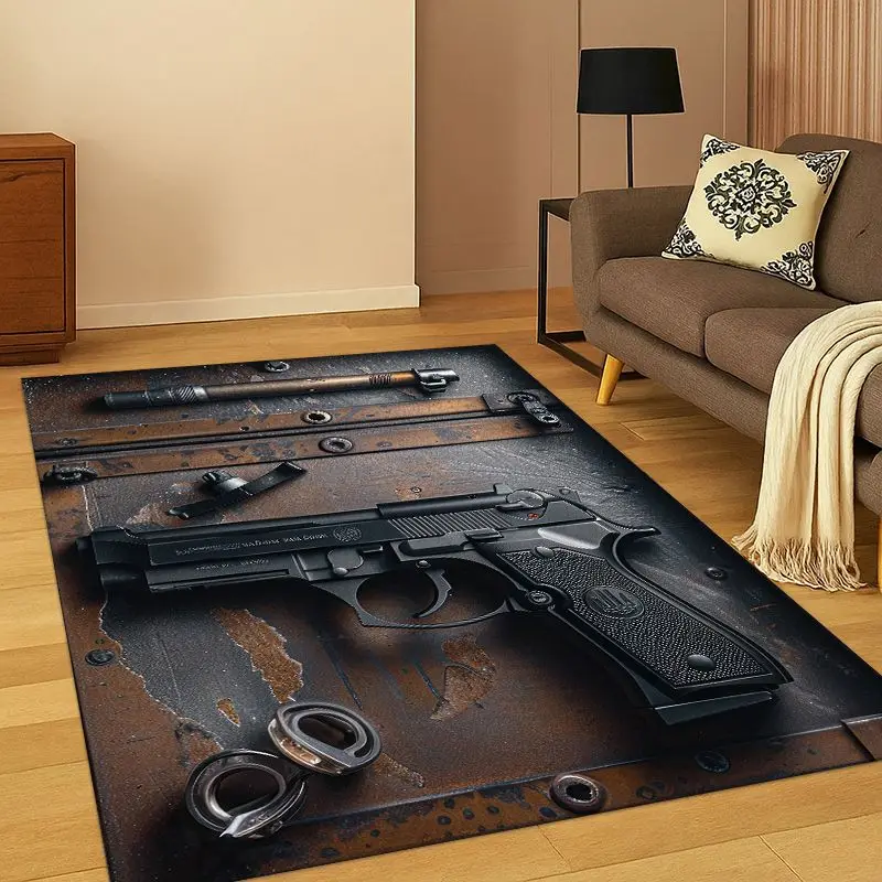 Gun Pistol Ammunition Bullet Cartridge Carpet Rug for Bedroom Living Room Sofa Playroom Doormat Home Decor,Area Rug Non-slip