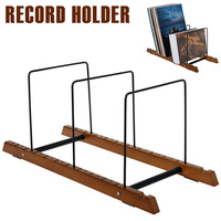 Record Holder Wooden Metal Storage Rack Large Capacity Album Display Stand Adjustable Desktop Bookshelf File Storage Holders