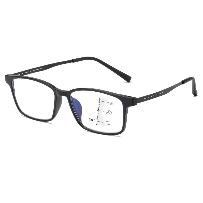 Lunettes de lecture multifocales bloquant la lumière bleue pour hommes et femmes, monture optique ultralégère en titane TR90, lunettes carrées, 1.0-4