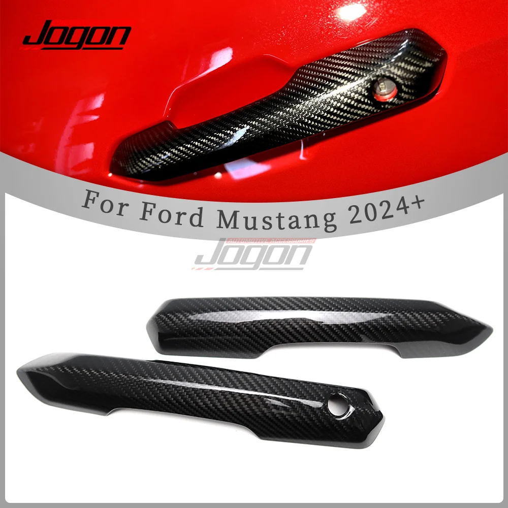 LHD For Ford Mustang GT S650 Dark Horse 2024 2025 2PCS Real Carbon Fiber Exterior Car Side Door Handle Cover Trim Accessories