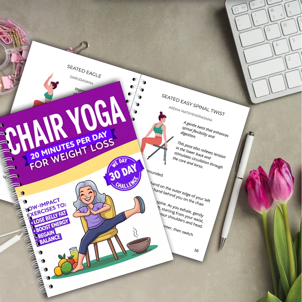 Chair Yoga Logbook Notebook Fitness Plan for Seniors Over 60, 30 Day Yoga Exercises for Flexibility Balance, A5 Easy