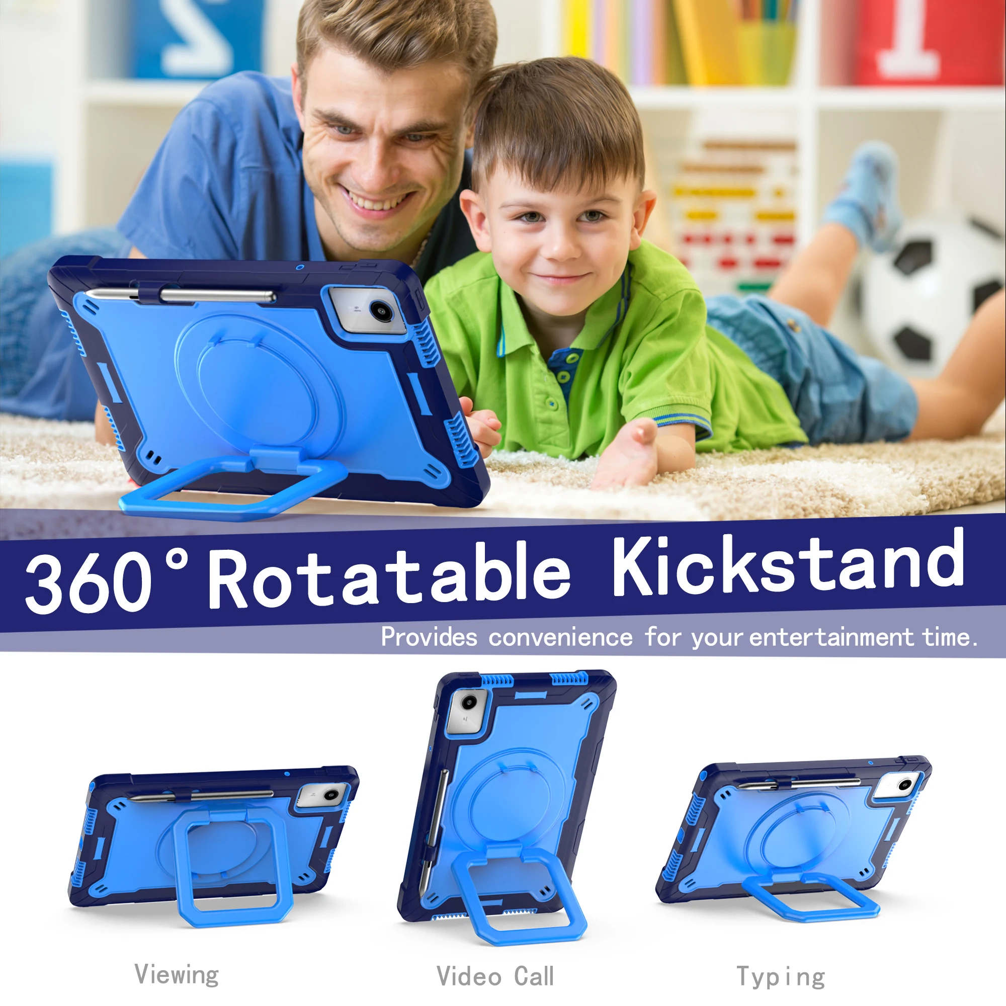 حافظة تابلت متعددة الوظائف لجهاز لينوفو تاب M11/K11 (2024) مقاس 11 بوصة | Xiaoxin Pad 11 2024، تصميم 3 في 1، 360 ° حامل حلقي قابل للدوران #2