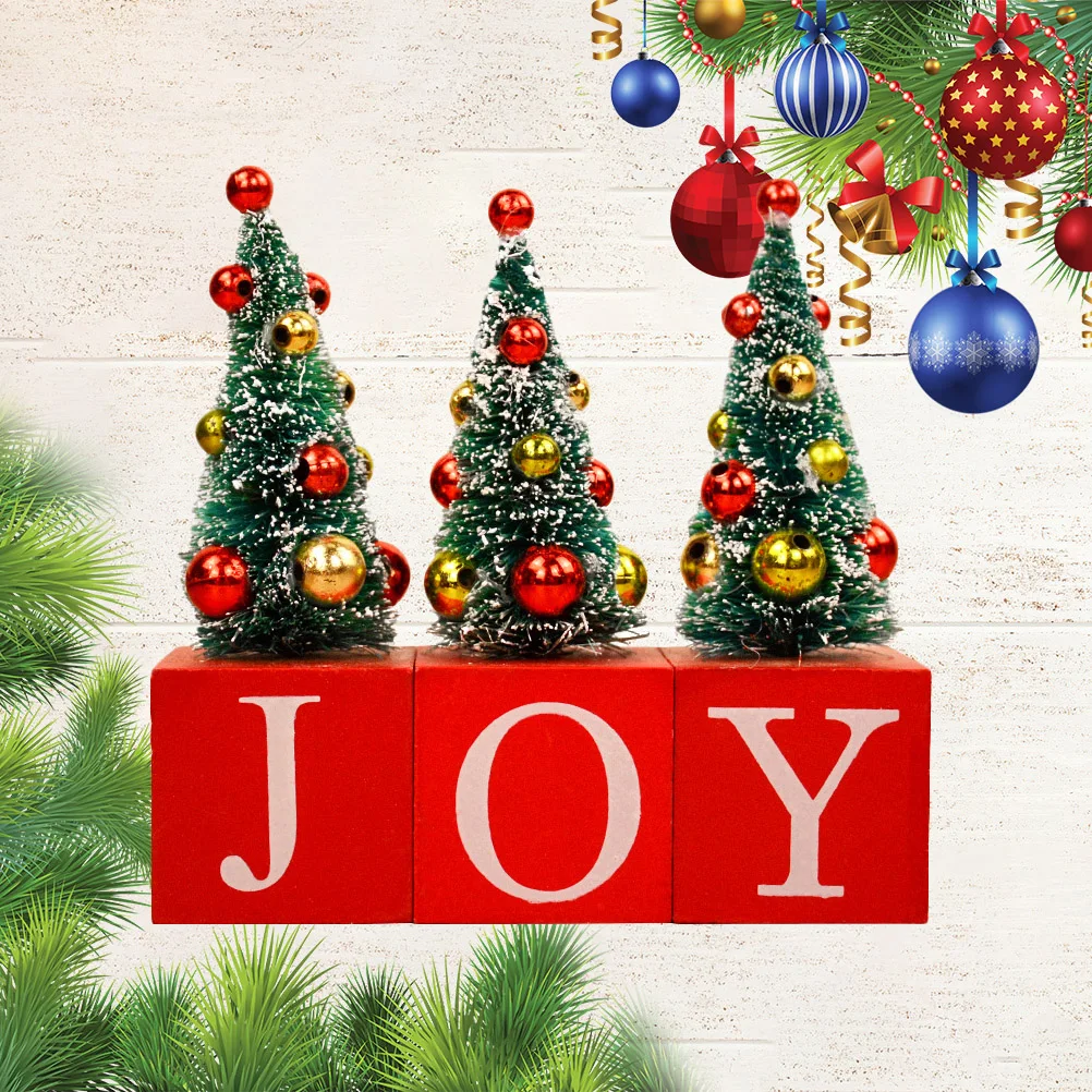 

3 Pcs Mini Christmas Tree Set Small Artificial Tabletop Trees Ornaments Craft Decorations Household