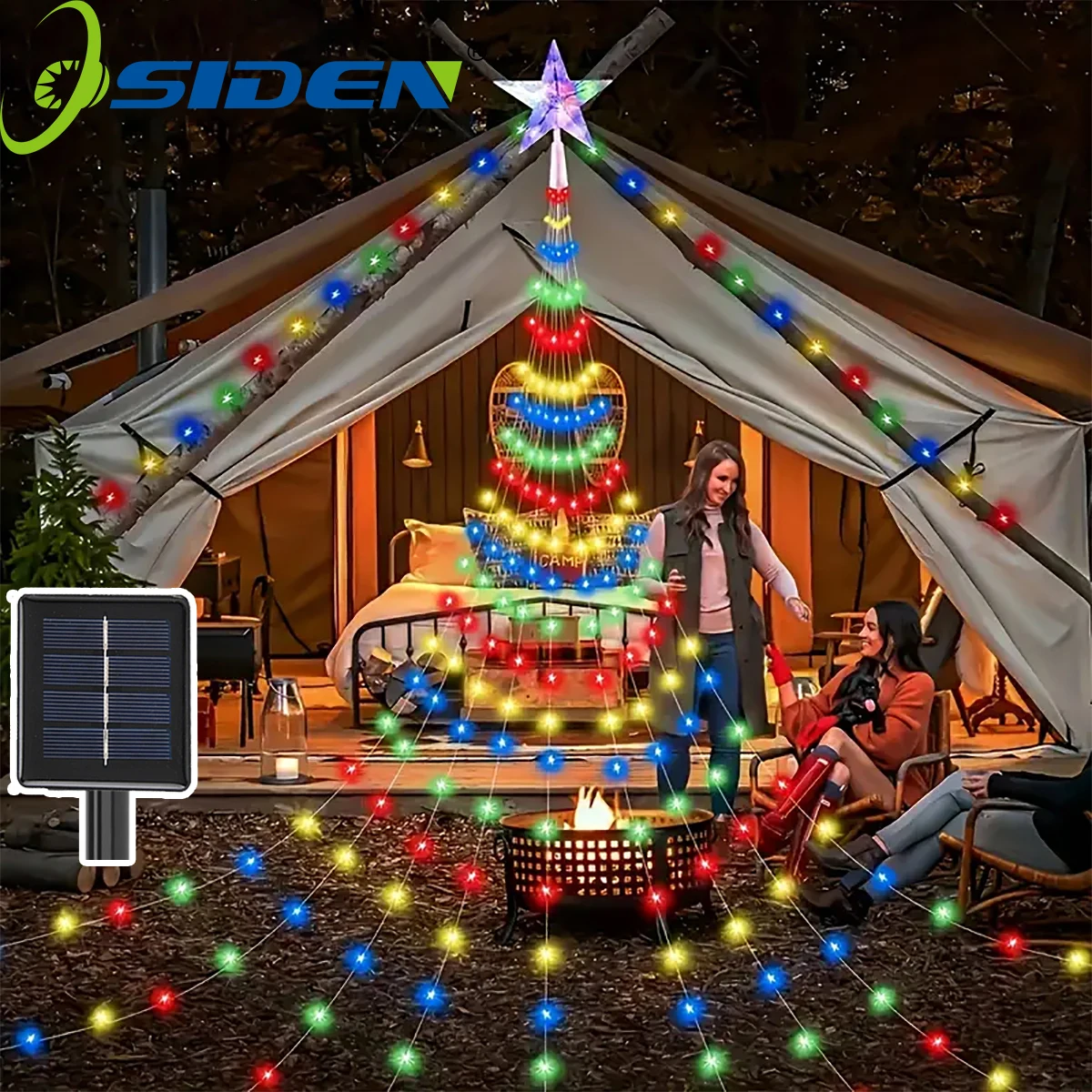 Pentagrama impermeable cadena de luz Solar decoraciones para acampar al aire libre 3M/2M Led lámpara de hadas 8 modos fiesta familiar luces de vacaciones