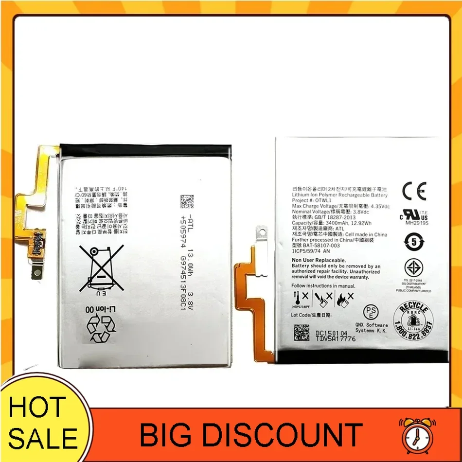  BlackBerry Passport 4G Q30 用 3400mAh バッテリー、SQW100-1 SQW100-3 モデルと互換性あり 