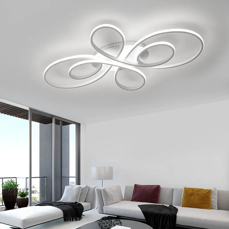 Plafonnier LED à Intensité Réglable au Design Moderne, Disponible en Noir et Blanc, Luminaire Décoratif de Plafond, Idéal pour un Salon, une Chambre à Coucher ou un Bureau