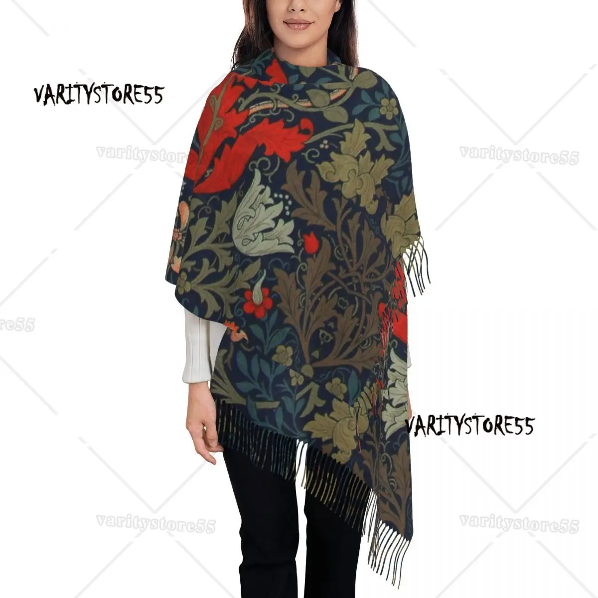 

Custom Printed William Morris Compton Floral Art Nouveau Pattern Scarf Women Men Winter Fall Warm Scarves Shawl Wrap