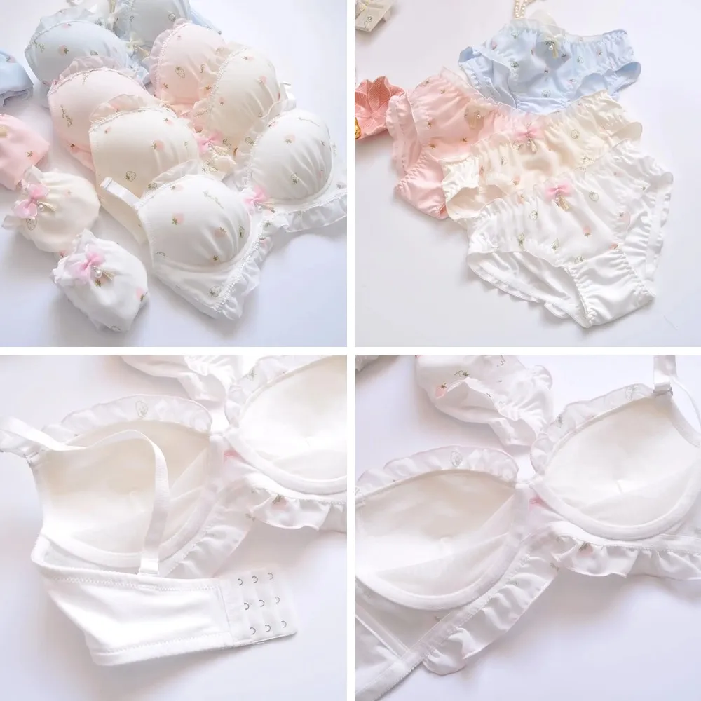 

Two-Tone Water Soluble Lace Bralette Set, No Underwire, Soft Embroidery, Cute & Girly Lingerie