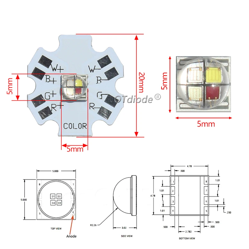 LED 10W XLM RGBW RGB beyaz veya RGB sıcak beyaz renk yüksek güç 5050 4 cips 20mm yıldız PCB ile sahne ışık değiştirin