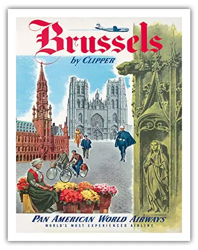 Metal Tin Sign Vintage Chic Art Decoration Brussels Belgium Cathedral for Home Bar Cafe Farm Store Garage or Club ;