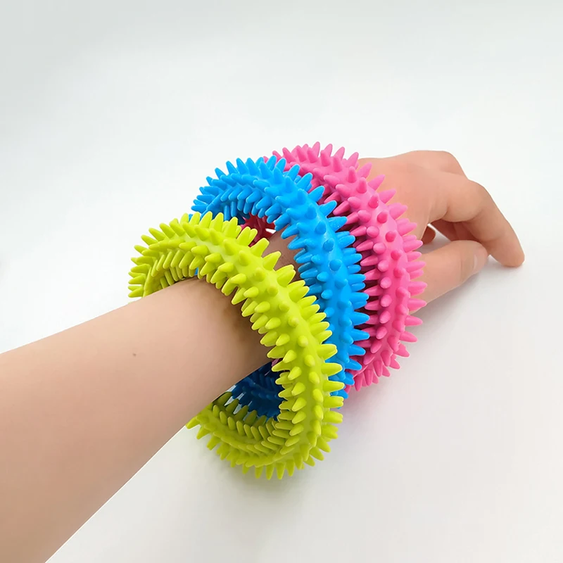 Spiky gelang sensorik fleksibel antistres cincin Fidget mainan untuk kecemasan ADHD autisme terapi pekerjaan Juguetes Para El estrlés