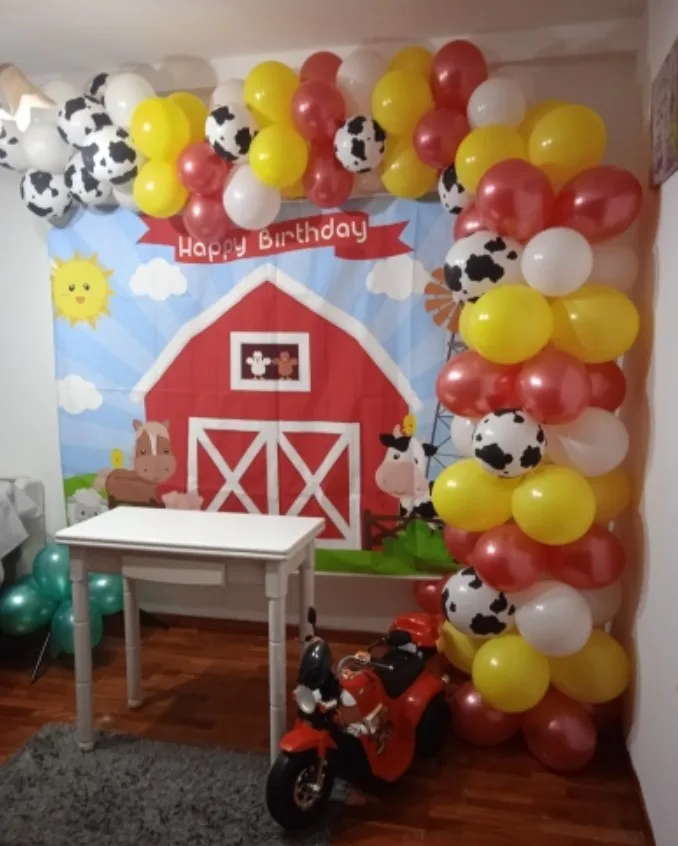 كارتون مزرعة الحيوانات حفلة خلفية طاحونة سياج خشبي الوليد الطفل عيد ميلاد خلفية للتصوير ديكورات راية