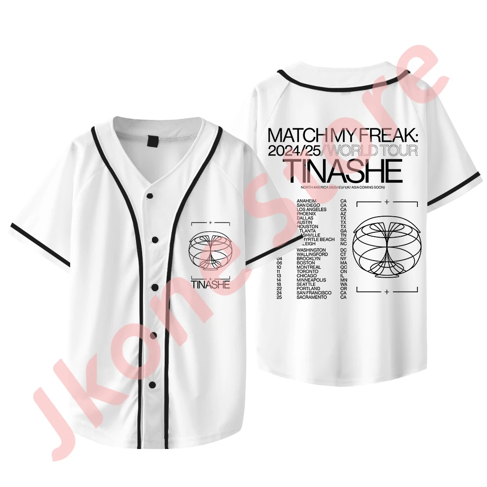 Tinashe cocok My Freak World Tour Merch jaket bisbol kaus musim panas Wanita Pria mode kaus lengan pendek kasual