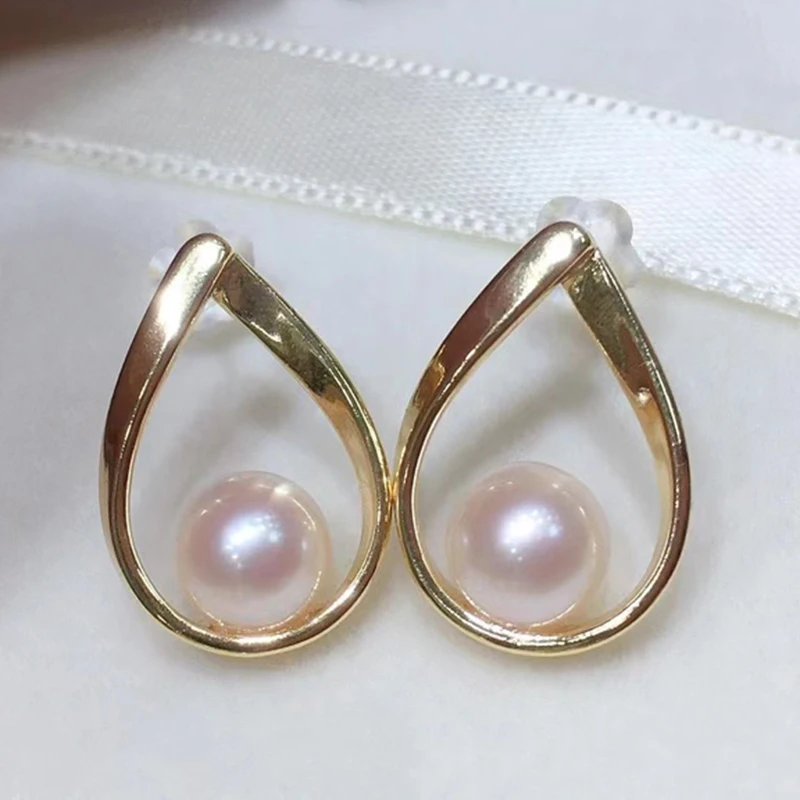 Natural White Real Akoya Pearl Stud Earings for Women 6mm Nearly Flawless Quality Sea Water Pearl 925 Silver Waterdrop Earrings