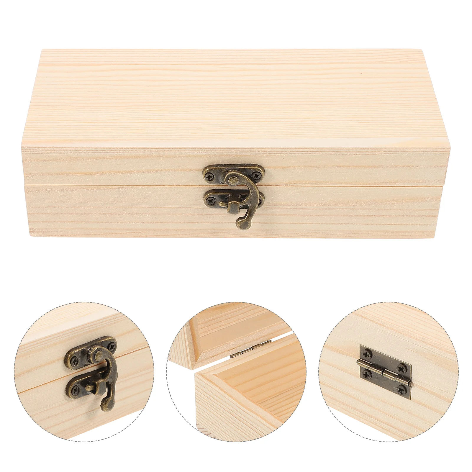 

Wooden Jewelry Box Boxes Natural Case Tea Containers for Bags Craft Rectangle Crate Treasure Chest