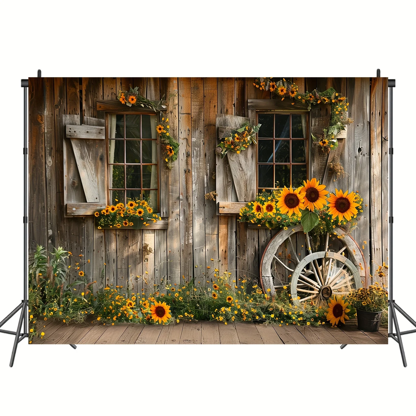 1 Stück Sonnenblumen-Hintergrundfotografie Frühling Garten Fensterbank Bokeh Landschaft Hintergrund Süßes Mädchen Prinzessin Geburtstagsbanner