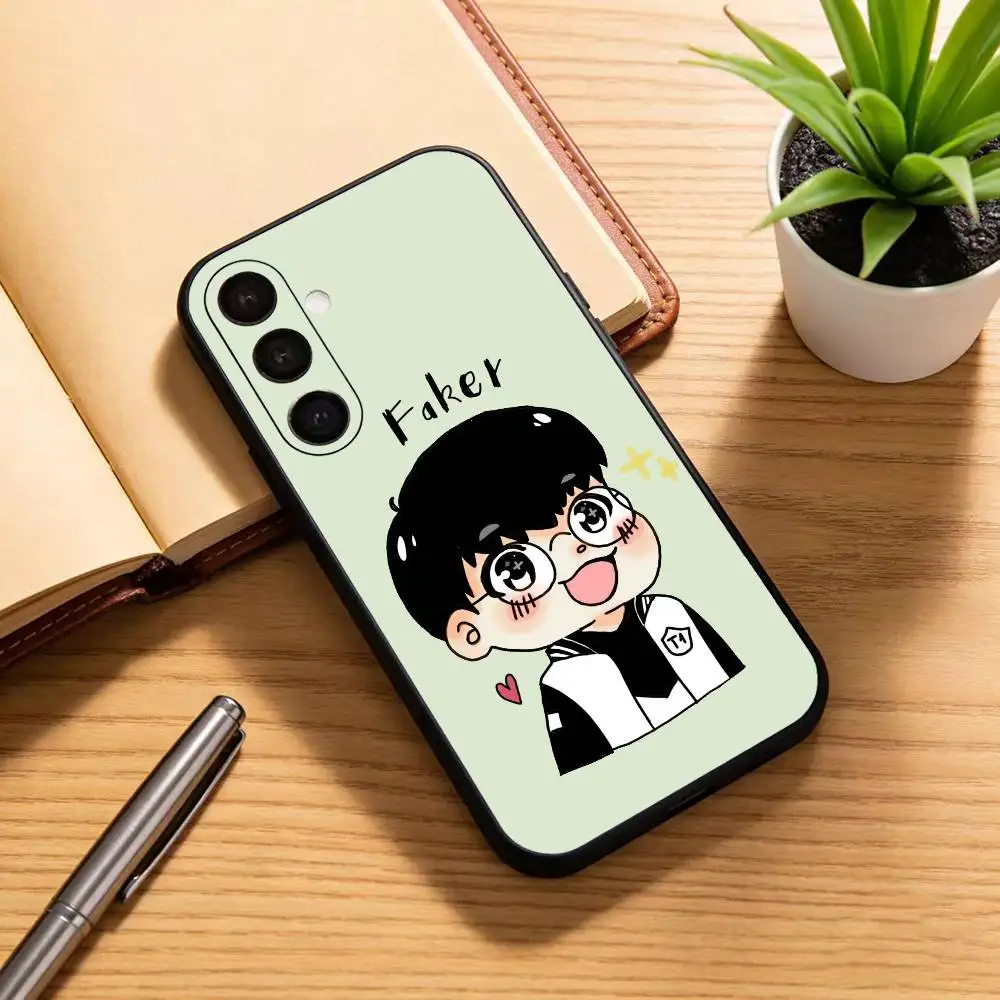 حافظة هاتف S-SKT T1 F-Faker لهاتف سامسونج جالاكسي A13,21s,22,31,32,52,53,71,72,73,غطاء أسود ناعم