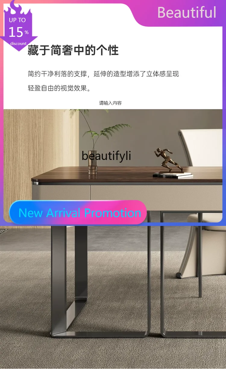 

Italian walnut office desk home modern writing desk computer desk G1218