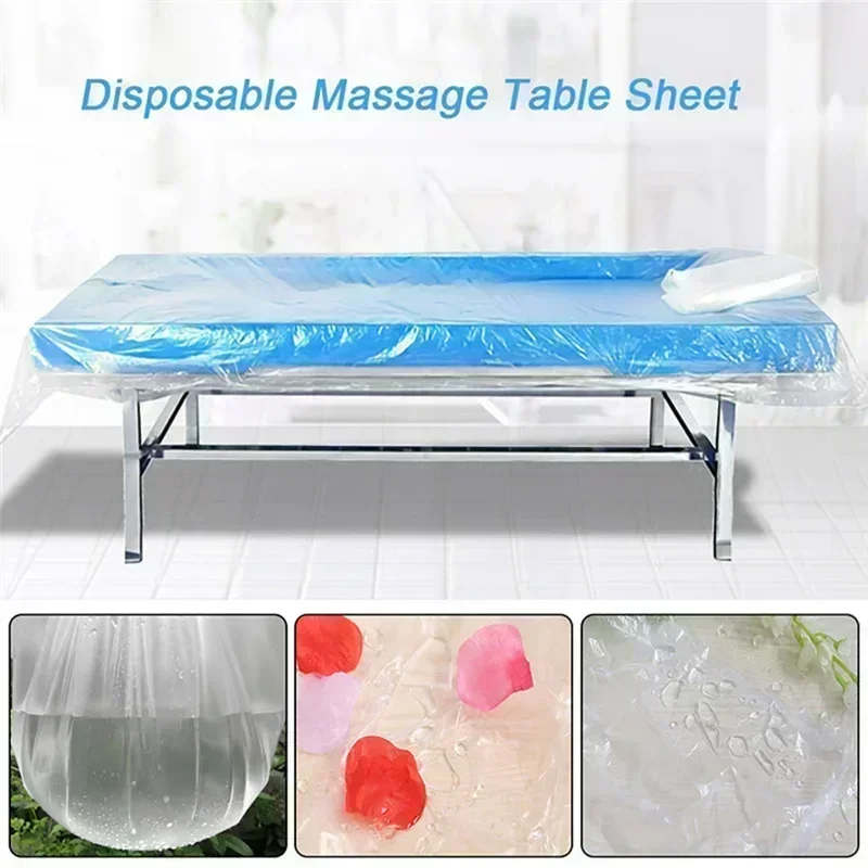 100Pcs Couch Cover Disposable Bedspread SPA Massage Treatment Table Sheets Transparent Beauty Bed Waterproof Film Table Cover