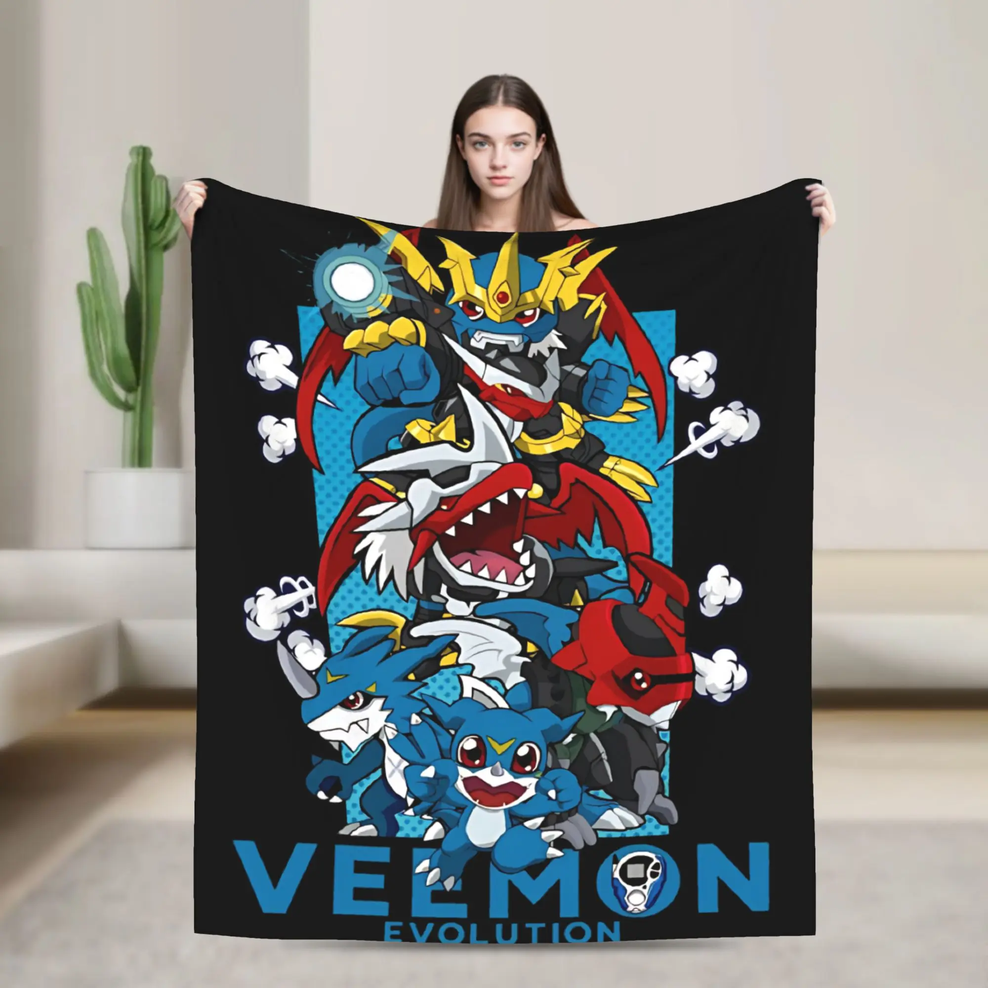 digimon veemon evolution Blanket  Flannel Funny Soft Throw Blanket for Bedspread  Winter