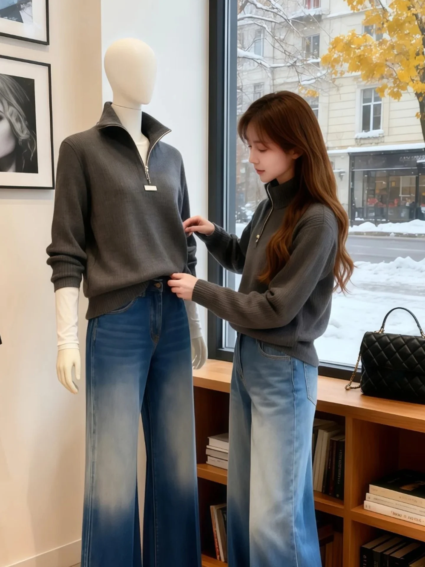 

Retro Korean Sle Loose Long Sve Knitted Sweater f Zip Casual Top New Autumn Winter Faion plus Size Inner Wear