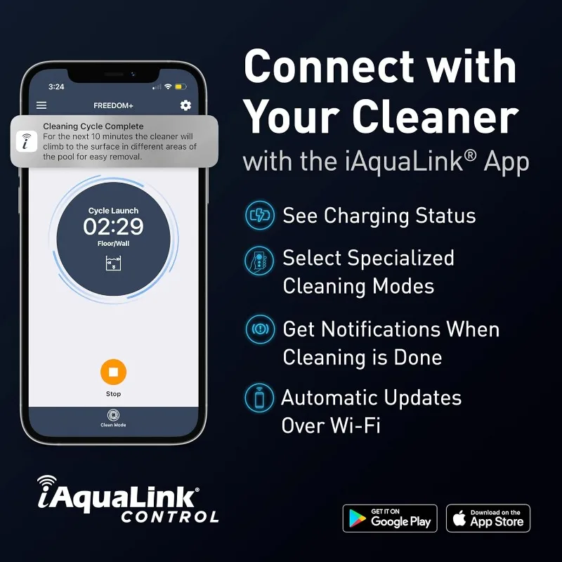 Plus Robot pulitore per piscine senza fili per piscine interrate fino a 50 piedi, contenitore di ricarica per esterni incluso, telecomando