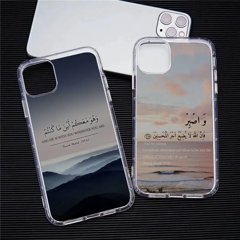 Arabic Quran Islamic Muslim Quote Phone Case For Iphone 15 11 13 14 Pro Max 7 8 Plus X Xr Xs Max Se2020 12mini Transparent Cover