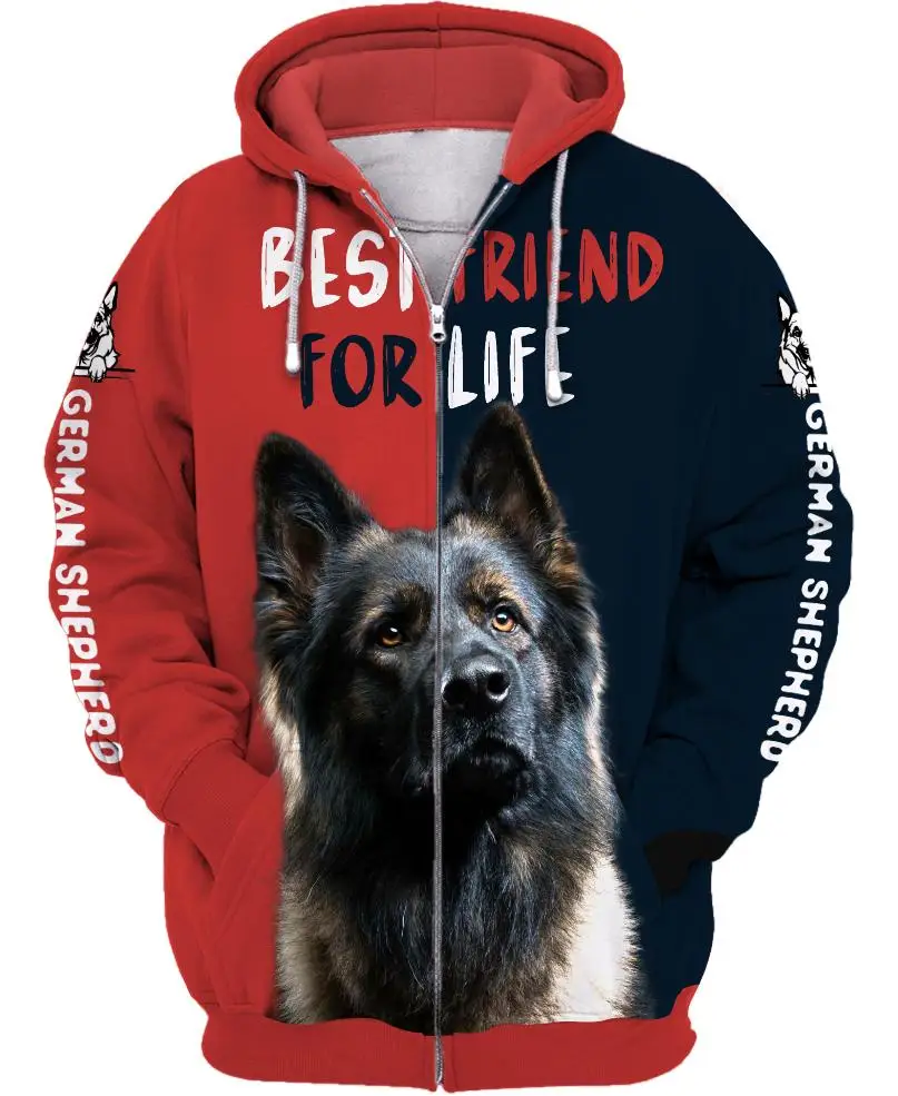 Best Friend For Life German Shepherd 3D Printed Hoodies Men For Women Pullovers Zipper Hoodie Casual Street Tracksuit