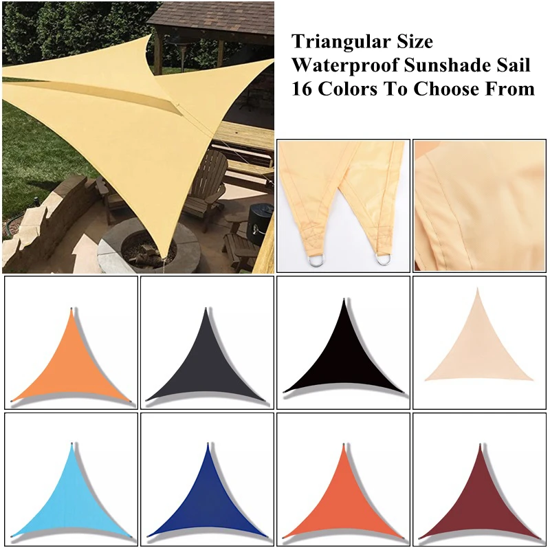 

16 Colors Triangular Waterproof Sunshade Sail Swimming Pool Rainproof Shading Cloth Sunblock Garden Camping Tent Outdoor Awning